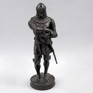 Escultura de The Black Prince (Eduardo de Woodstock). Siglo XX. Fundición en bronce patinado. 43 cm de altura.