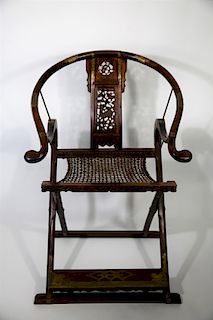 Qing Dynasty Carved Saddleback Throne Chair