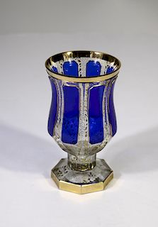 Early Moser Cobalt Chalice with Gilt Enameling