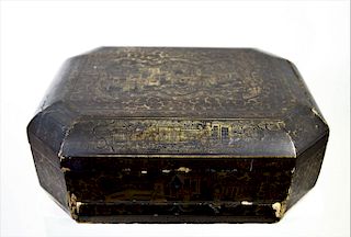 19th C Chinese Gilt & Lacquer Wooden Box