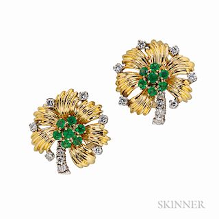 18kt Gold, Emerald, and Diamond Earrings, Tiffany & Co.
