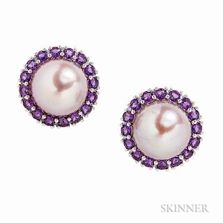 18kt White Gold and Pink South Sea Pearl Earrings