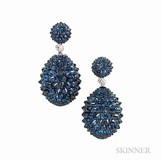 18kt Gold, Sapphire, and Diamond Earrings, Umrao