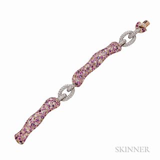 18kt Rose Gold, Fancy Colored Sapphire, and Diamond Bracelet
