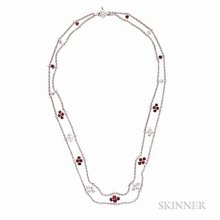 18kt White Gold, Ruby, and Diamond Necklace