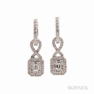 18kt White Gold and Diamond Day/Night Earrings