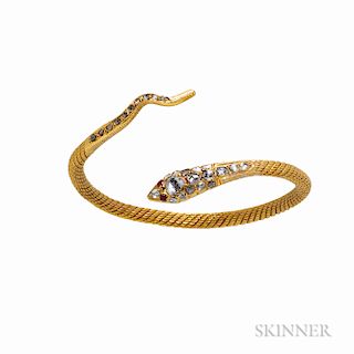High-karat Gold and Diamond Snake Bracelet