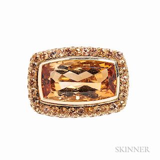 18kt Gold, Citrine, and Fancy-colored Sapphire Ring