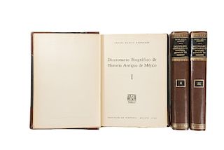 García Granados, Rafael. Diccionario Biográfico de Historia Antigua de Méjico. México: Instituto de Historia, 1952. Tres tomos. Pzs: 3.