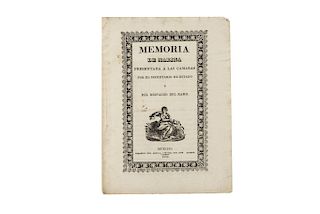 Moctezuma, Francisco. Memoria de Marina / Memoria del Secretario de Estado y del Despacho de la Guerra. México, 1829.