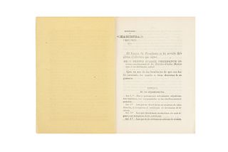 Juárez, Benito - Prieto, Guillermo. Decreto del Ministro de Hacienda. México, febrero 5 de 1861. 22 p. Encuadernado en rústica.