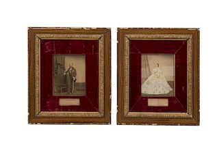 Malovich, Giuseppe. Maximiliano y Carlota. Trieste, Italia: ca. 1864. Fotografías coloreadas. Firmas facsimilares. Piezas: 2.