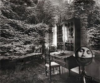 Jerry Uelsmann (American, b. 1934)      Untitled (Kudzu Room with Face and Globe)