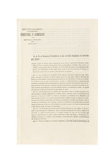 López de Santa Anna, Antonio. Circular sobre el Decreto que Concede a Alej. Atocha Privilegio para Construir un Ferrocarril...Méx, 1854