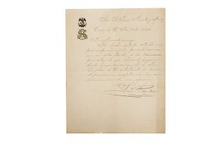 Rocha, Sóstenes. Carta Dirigida al Sr. D. Jesús Fuentes Muñiz. Casa de Usted., septiembre 19 de 1884. Firma. Papel membretado.