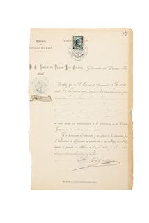 Ceballos, José. Certificado de No Colaboración con la Intervención ni el Imperio. México, 1888. Firma de José Ceballos.