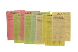 El Ideal del Pueblo. Morelia, Febrero 2, 3, 4, 6, 8, 9, 10, 11 y 30 de 1915. Periódicos impresos, 75x49.5cm. Piezas: 9.