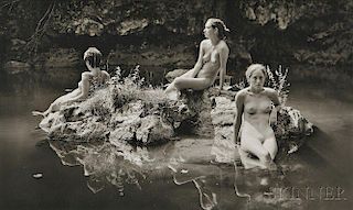 Jock Sturges (American, b. 1947)      Maia, Vanessa and Miranda, Tuscany, Italy