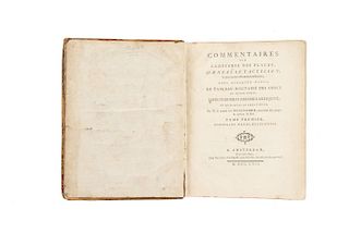 Beausobre, Comte de. Commentaires sur la Défense des Places, d'Aeneas le Tacticien... Amsterdam: Chez Pissot, 1757.