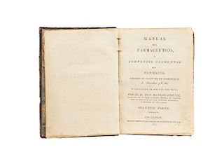 Chevallier, Alphonse. Manual del Farmacéutico o Compendio Elemental de Farmacia. Madrid: 1827. VI láminas.
