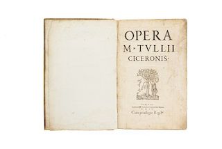 Cicerón, Marco Tulio. Opera Ciceronis, M. Tvllii. Paris 1555 / Lutetiae, 1554. Tomos I - II. 2 tomos en un volumen.