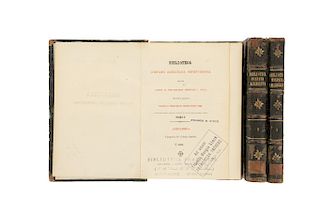 Beristain y Souza, José Mariano. Biblioteca Hispano Americana Setentrional. Amecameca, 1883. Segunda edición. Tomos I - III. Piezas: 3.