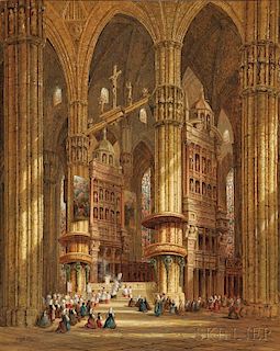 Heinrich Hermann Schafer (German, 1815-1884)      Cathedral Interior - Milan