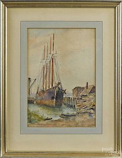 Two watercolor ship portraits, signed Pitts, 11