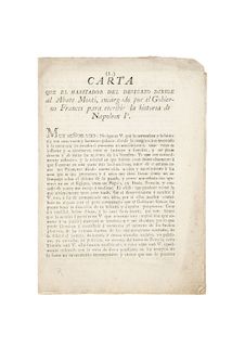 J. M. G. Carta que el Habitador del Desierto dirige al Abate Monti, encargado por el Gob. Frances para escribir la Hist. de Napoleón 1o