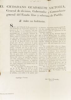 Colección de 246 Bandos del Estado de Puebla, 1829 - 1832, 1840 y 1842 / Revisión de Códigos del Estado de Puebla. En 4 volúmenes.