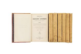 Zamora y Coronado, José María. Biblioteca de Legislación Ultramarina . Madrid: Imprenta de Alegría y Charlain, 1844-1846, 1849. Pzas:7