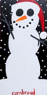 Outsider Art, John 'Cornbread" Anderson, Untitled (Snowman with Santa Hat)