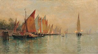William Stanley Haseltine (American, 1835-1900)      Row of Fishing Boats, Venice