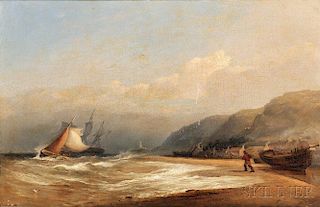 John Wilson (British, 1771-1855)      On the Beach by a Fishing Village