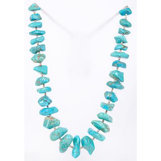 Pueblo Style Turquoise Nugget and Heishi Necklace 
