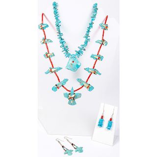 Turquoise Fetish Necklaces and Earrings