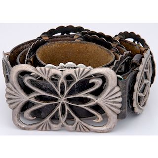 Navajo Sand Cast Silver Concha Belt, From the Collection of Robert B. Riley, Urbana, IL