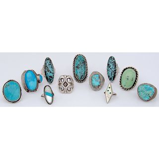 Group of Turquoise and Silver Rings