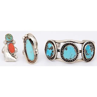 Southwestern Style Cuff Bracelet AND Two Rings