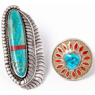 Navajo Silver, Turquoise, and Coral Rings