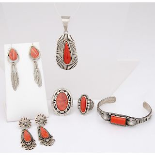 Navajo Sterling Silver Jewelry in Shades of Red
