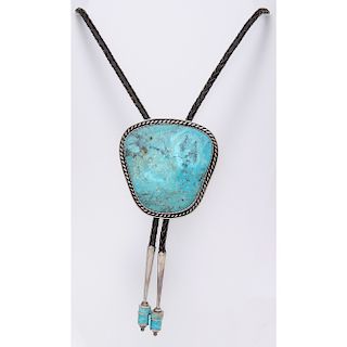 Bolo Tie with Large Turquoise and Silver Slide