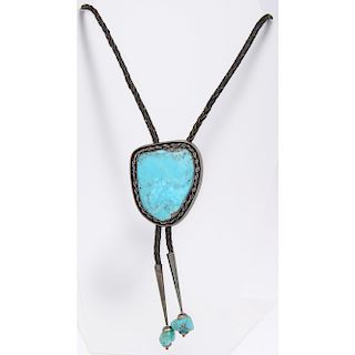 Bolo Tie with Turquoise and Silver Slide