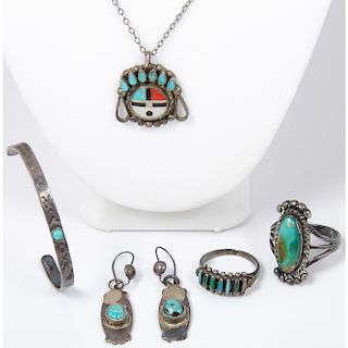 Navajo and Zuni Turquoise and Silver Jewelry
