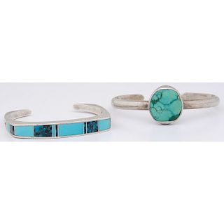Zuni and Navajo Sterling Silver and Turquoise Cuff Bracelets