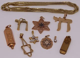 JEWELRY. Grouping of Gold Judaica Jewelry.