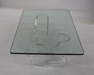 MIDCENTURY. Lucite Coffee Table With Glass Top.