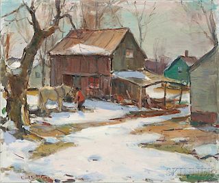 Carl William Peters (American, 1897-1980)      Barn in Winter
