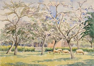 Paul Emile Pissarro (French, 1884-1972)      Pommiers en Fleurs à Vascoeuil Eure