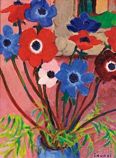 Kyohei Inukai (American, 1913-1985)      Still Life with Anemones in a Vase